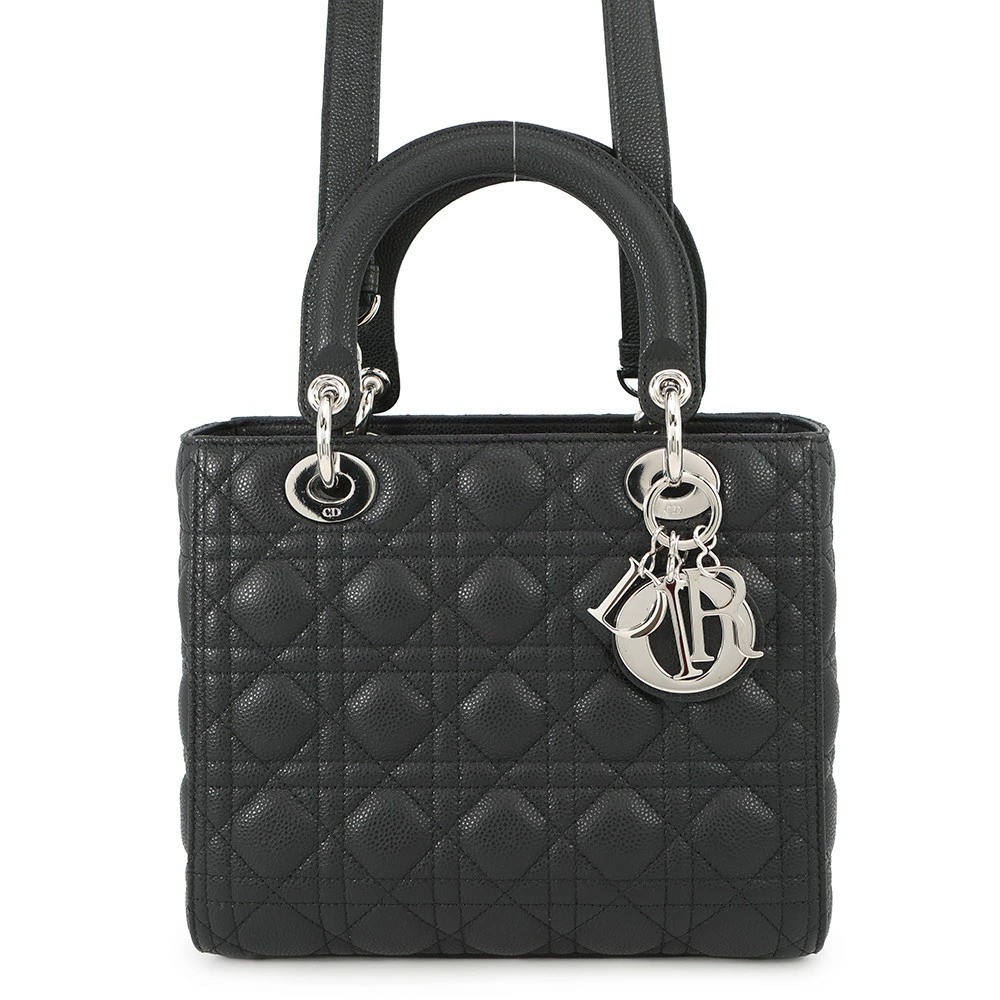 Christian Dior Lady Cannage Handbag Black Bag